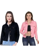 Denim color jackets combo for women/girls/ladies, dyed/washed denim fashionable trendy jackets from Radhya's, long sleeves, size S-XL