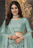 Indian EID Special embroidered net lehenga choli set, semi-stitched (42m waist, 44m length, 2.2m dupatta)