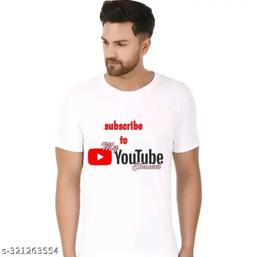 Mens YouTube logo printed polyester t-shirt, round neck, striped design, short sleeves, available in S-XXL