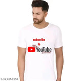 Mens YouTube logo printed polyester t-shirt, round neck, striped design, short sleeves, available in S-XXL