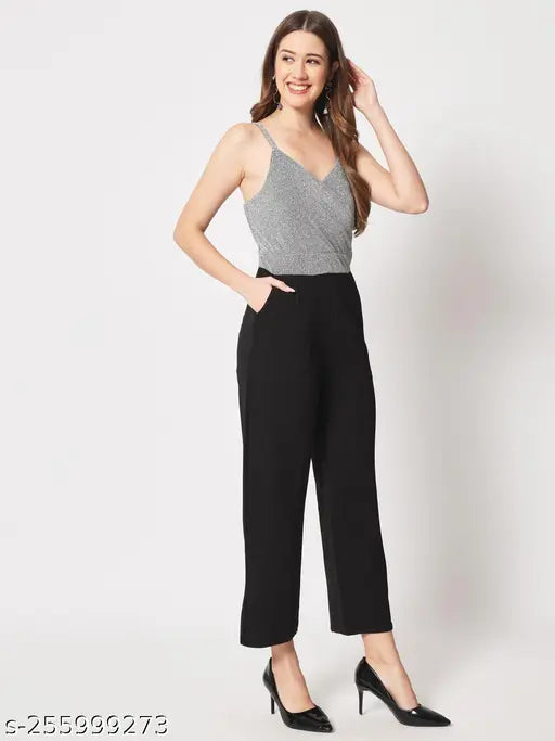 Trending Lycra sleeveless glitter jumpsuit, embellished net pattern, women's western wear, printed jumpsuit from India