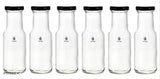 Clear glass water spray bottles, 200ml capacity with rust-proof black caps, reusable for milk or juice, BIS/ISI certified, Made in India