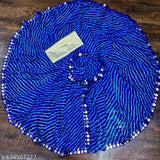 Blue Georgette Lehriya Printed Mirror Border Saree on hanger with separate silk blouse, Indian traditional women's outfit for festivals or formal events