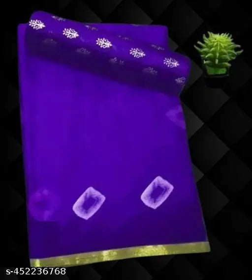 Indian Chiffon Bandhani Printed Saree with Brocade Silk Blouse, embellished zari woven net