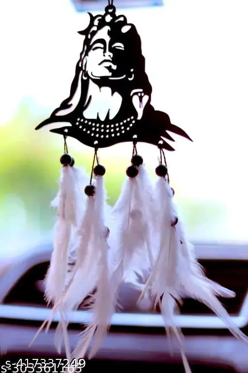 Acrylic feather Dream Catcher Lord Mahadev, handmade Indian art for positive vibes & car hanging (Pack 1)