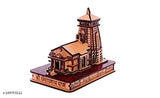 Handcrafted wooden Kedarnath Temple miniature, perfect for car dashboards, offices, or home temples. Measures 8 cm x 10 cm x 0.5 cm. Indian artifact showpiece