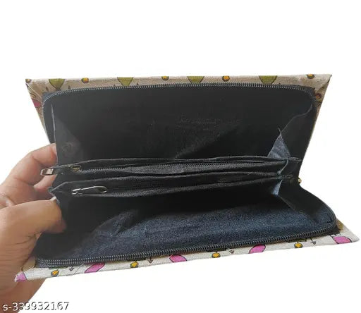 Rajasthani Jaipuri ethnic embroidered cotton clutch, 3 compartments, multi-colored, handmade design for women, India origin