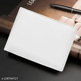 Faux leather bi-fold wallet, ample card storage & coin pocket, solid color, perfect gift for men, origin India (11x9cm)
