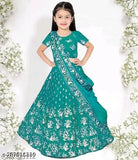 Silk and net embroidered lehenga choli set for girls (India), 0-15 years