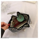 Pearl beaded women's sling bag, solid pattern PU, fashionable accessory for girls & ladies, free size (L:8in, W:3in, H:5in), made in India