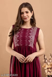 Rayon printed sleeveless kurta, vibrant partywear for women