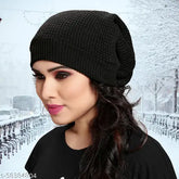 Wool beanie hat, solid color, handcrafted cap from India