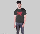 Blue cotton Premium BioWashed Spiderman T-shirt for men, featuring "Spiderman" logo print on front, designed by a newcomer designer, made in India