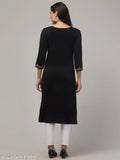 Woolen embroidered kurti, three-quarter sleeves, vibrant Indian handcrafted apparel - S (38in bust, 42in length), M (40in bust, 42in length), L (42in bust, 42in length)