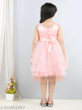 Peach net embellished dress, 1-2 years, Indian handmade girls partywear
