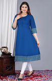 Rayon flared printed kurta, three-quarter sleeves, traditional Indian fashion for functions & festivals