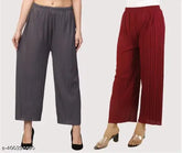 Plazoo Gray & Maroon Combo Set, crepe fabric, two-piece ensemble for women's formal wear, solid pattern, sizes range from 26-40 inches waist and 38-39 inches length