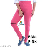Cotton blend solid-colored women's Pline jeggings, hosey cotton waste recycled with polyester. Medium quality and trendy style, lightweight jegging for various sizes (26, 28, 30, 32, 34, Free Size). Made in India