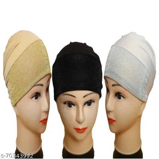 Multicolor cotton hijab cap pack of 3 - Breathable, textured, and trendy head wrap for modern women (India)