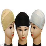 Multicolor cotton hijab cap pack of 3 - Breathable, textured, and trendy head wrap for modern women (India)