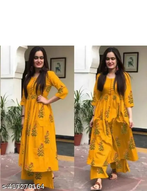 Rayon rayon sleeveless printed anarkali kurtas & palazzos set - stylish ethnic wear for women