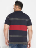 Austivo men's cotton blend striped short sleeve T-shirt, size XXXL (48in chest, 29.5in length), made in India