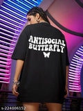 Loose fit, cotton half-sleeve printed t-shirt for women in vibrant colors. Oversized design for casual wear and parties