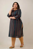 Rayon plus size printed combo kurti, three-quarter sleeves, 5XL (Bust Size: 50 in), ideal for weddings & parties