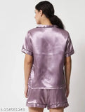 Stylish women's satin nightsuit set, premium quality satin in 2 sizes: S-XL, elegant lounge wear for any body type