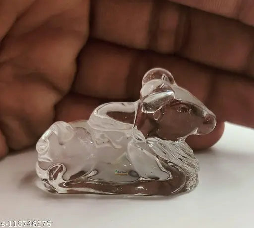30g crystal Shivling Shiva Lingam, crystal Nandi for pooja - Indian handcrafted