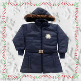 Navy Blue Nylon Girls Jacket Pack of 1 - Warm and trendy children's outerwear in solid design, perfect for winter or play