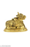Brass Nandi bull figurine, Indian decorative home item for southwest zone, radiant divine energy