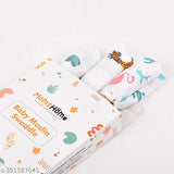 Organic cotton muslin swaddle gift set (3 items), multi-colored animal print for newborns, premium quality and breathable