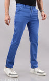 Mens unique denim skyblue stretchable jeans for men, solid pattern, versatile fit for casual and semi-formal wear. Size 42 (W42 L41 H47), Made in India