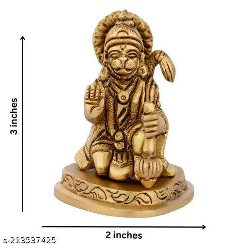 Brass seated Hanuman ji idol, exquisite temple decor, divine blessings, Indian spiritual artifact, sacred home decor