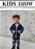 Boys denim dark jacket for kids wear, size 22in x 15in (2-3 years), India origin