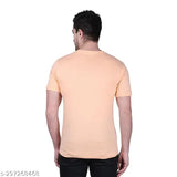 Peach solid regular fit cotton T-shirt by SanRiti Enterprises, ideal for Indian summer