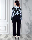 Multicolor georgette long-sleeve floral print jumpsuit for women, size M