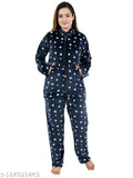 Navy Blue Velvet Womens Pajama Set, floral design, premium quality velvet. Hand wash only, long-lasting
