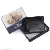 BrownBlackBlue Faux Leather Two-Fold Wallet for Men, 11 card slots, 2 currency compartments, metal zipper & buttons, RFID protected, solid pattern, free size (11cm x 9cm)