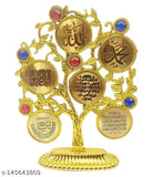Gold plastic Allah Mohammed tree-shaped Islamic decor stand, size big 12 inches, Feng Shui showpiece for home or office