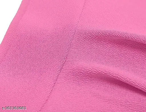 Crepe poly cotton sports & casual western wear flared skirt, double layer, elastic pull-on closure, laser cutout scallop hem. Wide waist size: 26in (Size 26), Made in India