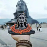 Handcrafted brass Bholenath Idol, Adi Shankara's Adiyogi Murti for car decorative showpiece or home office, 10 cm x 10 cm x 10 cm, miniature version from Incredible India
