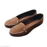 Brown velvet stitch detail loafers for women - versatile, stylish, and comfortable casual shoes on Gillkart
