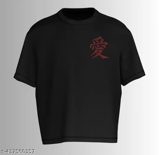 Luxurious men's oversized cotton t-shirt, printed with contemporary design, India-made, size L (40in chest, 30in length)