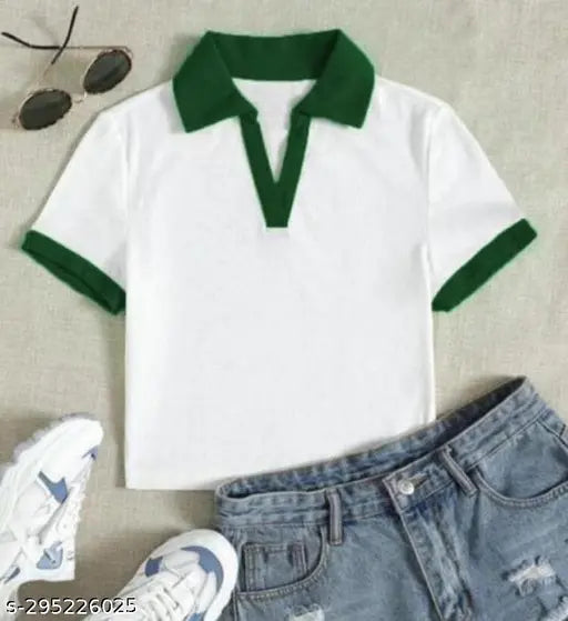 Trendy viscose girls' t-shirt, solid pattern, short sleeves, suitable for various outfits, stylish, Indian origin