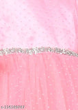 Pink net knee length girls party dress, embellished toy balloon design for 1-2 years