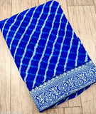 Trendy new Georgette Leheriya saree, single piece in free size, solid-pattern running blouse from India