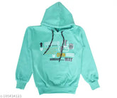 Polycotton printed hooded kids sweatshirt, self-design pattern, warm winter wear for 2-3 years (size 12in/16in)