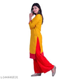 Rayon embroidered kurta palazzo set, printed net pattern, three-quarter sleeves for women in India